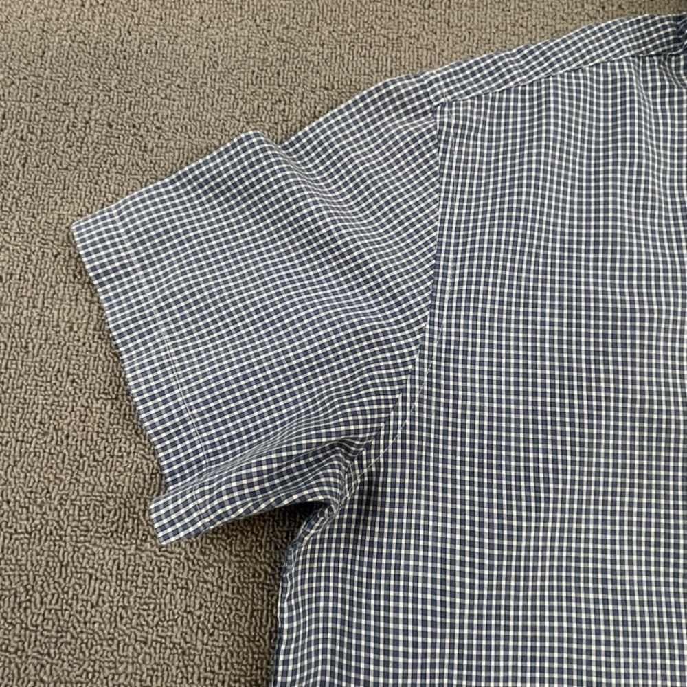 Docker Shirt Adult Extra Large Blue Button Up Check Short Sleeve Casual Men - Picture 2 of 9